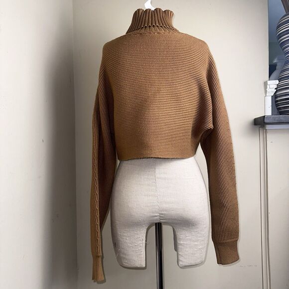 NWT House of Harlow 1960 Congac Brown Cropped Turtleneck Sweater Sz Medium NEW - Picture 4 of 8